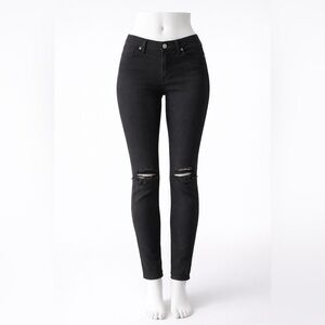 PAIGE Verdugo Ankle Black Skinny Jeans | Distressed Knees | 24